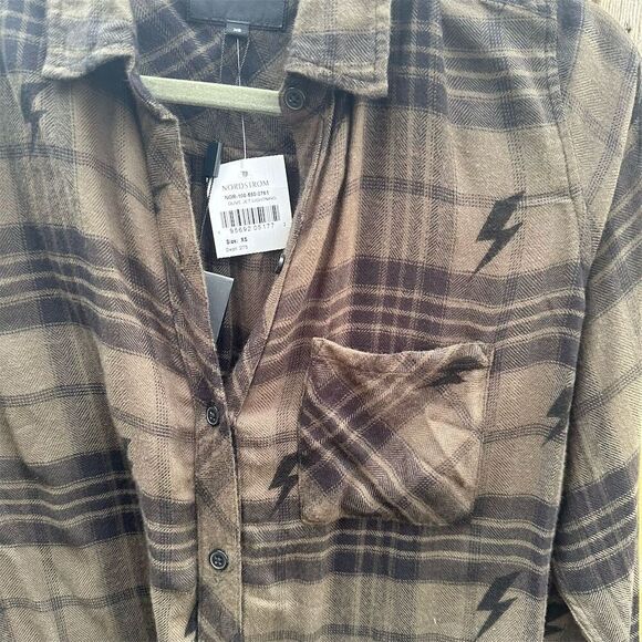 NWT Rails XS Green Plaid Button-Up Shirt Long Sleeve Casual - Picture 2 of 10